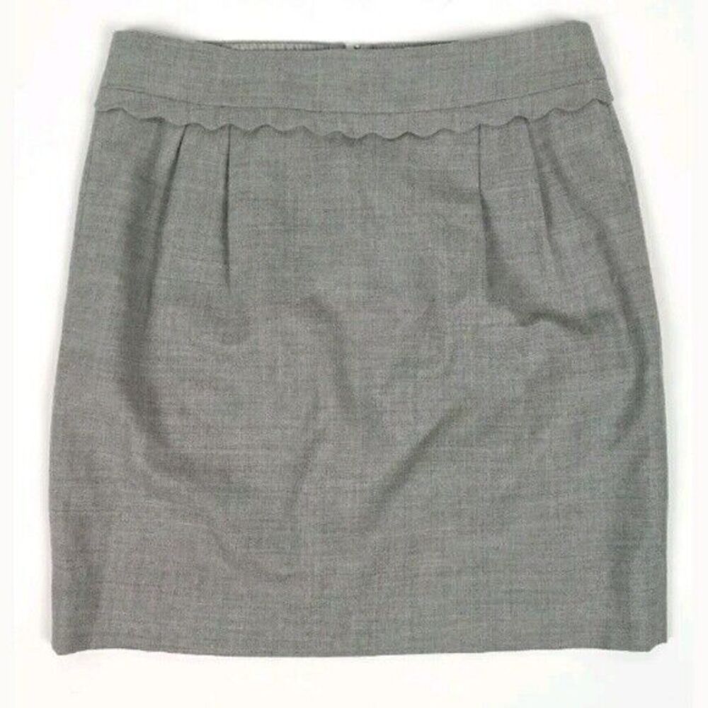 J.Crew Factory Scallop Trim Wool Mini Skirt Gray Sz 0